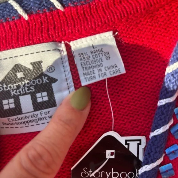 Vintage Storybook Knits American Paisley Patriotic Cardigan – Deadstock (NWT) - Picture 5 of 6